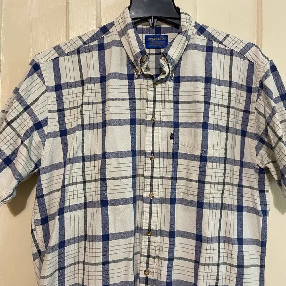 Pendleton Plaid Shirt Button Up Short Sleeve‎ 100% Cotton Men's Size Large - Picture 3 of 12